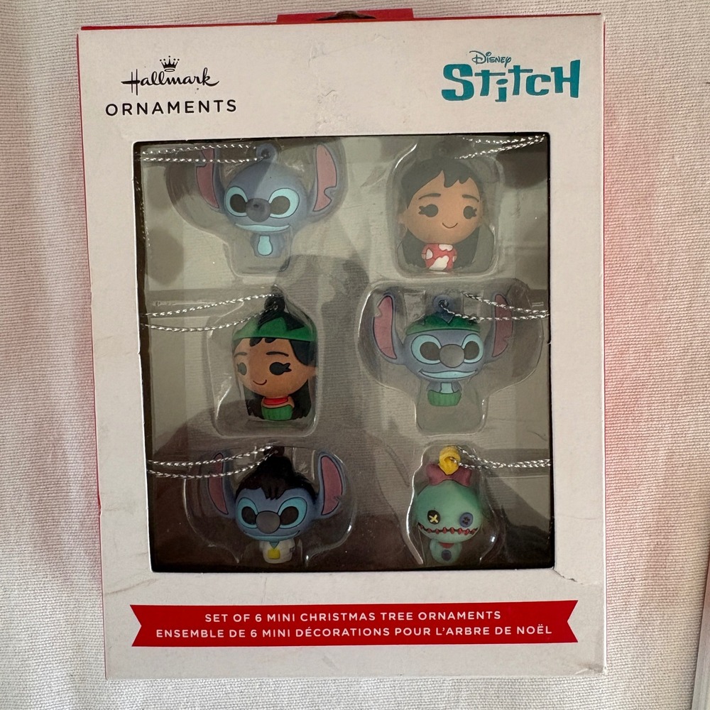Hallmark Disney Lilo & Stitch Set of 6 Mini‎ Christmas Tree Ornaments 3HCM3926
